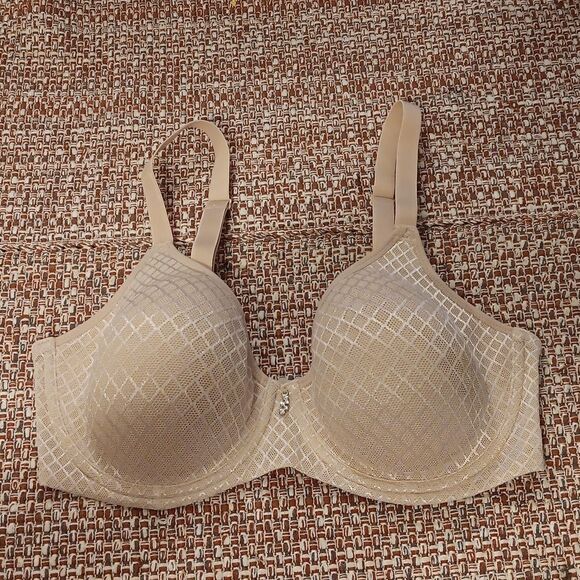 New 34D Full Coverage Beige Latice Underwire Bra - Picture 1 of 5